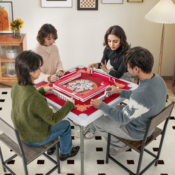 35 Inch 4 Player Game Card Folding Mahjong Table with Cup Holders