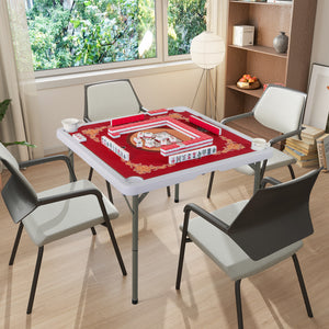 35 Inch 4 Player Game Card Folding Mahjong Table with Cup Holders