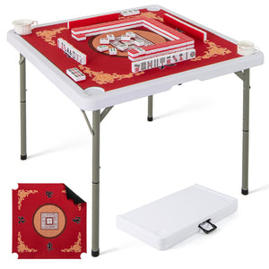 35 Inch 4 Player Game Card Folding Mahjong Table with Cup Holders