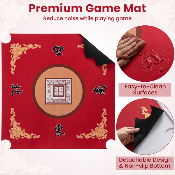 35 Inch 4 Player Game Card Folding Mahjong Table with Cup Holders