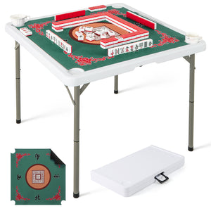 35 Inch 4 Player Game Card Folding Mahjong Table with Cup Holders