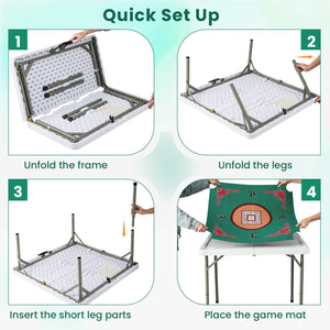 35 Inch 4 Player Game Card Folding Mahjong Table with Cup Holders