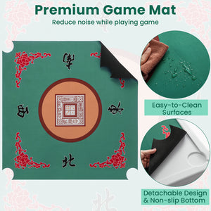35 Inch 4 Player Game Card Folding Mahjong Table with Cup Holders