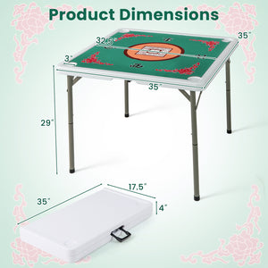 35 Inch 4 Player Game Card Folding Mahjong Table with Cup Holders