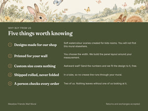 Watercolor Meadow Friends Wall Mural, image 7