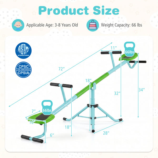 360Â°Rotation Kids Seesaw Swivel Teeter Totter Playground Equipment