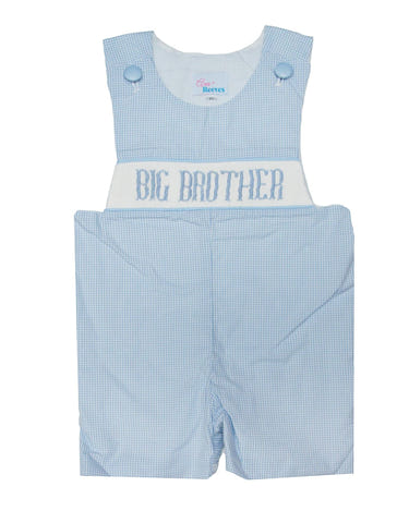 Big Brother Blue Gingham Anderson Jon Jon romper for toddlers, perfect for stylish playtime.