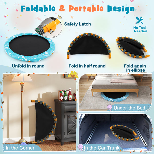 36 Inch Kids Trampoline Mini Rebounder with Full Covered Handrail