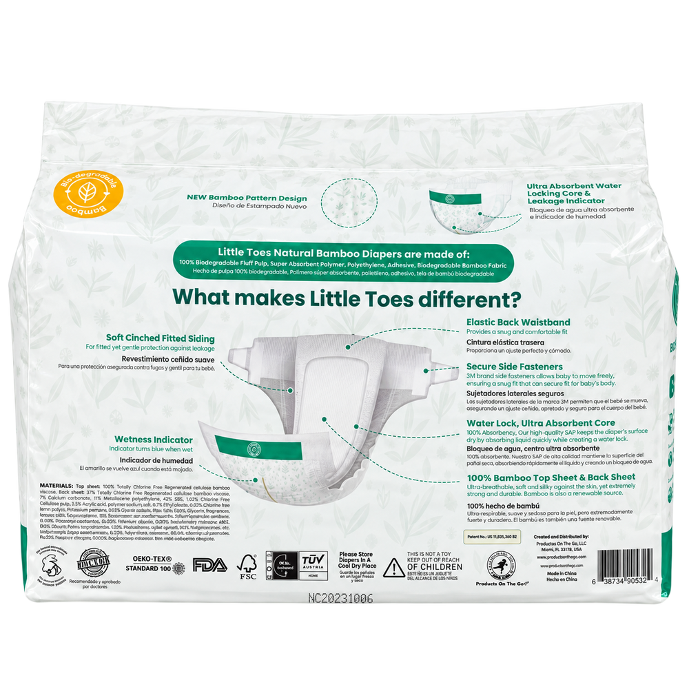 Little Toes Natural Bamboo Diapers 36 Pack