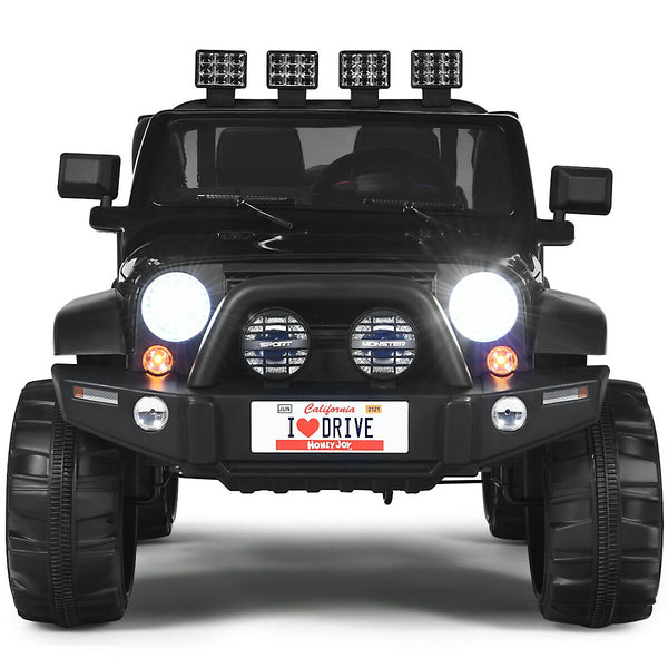 12V 2-seater ride-on car truck with remote control and storage, perfect for outdoor fun and playtime adventures.