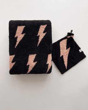 Lightning Bolt Fuzzy Blanket | Mocha - MOOGCO Baby