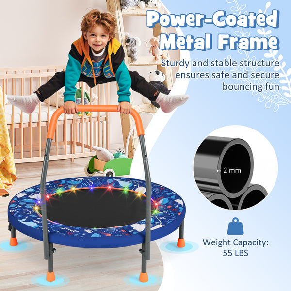 Mini Trampoline Folding Small Rebounder for Kids with Lights