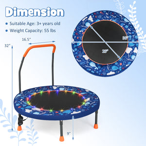 Mini Trampoline Folding Small Rebounder for Kids with Lights