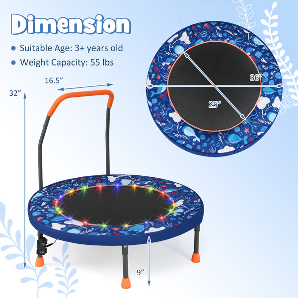 Mini Trampoline Folding Small Rebounder for Kids with Lights