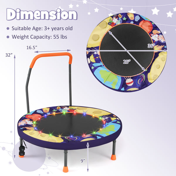 Mini Trampoline Folding Small Rebounder for Kids with Lights