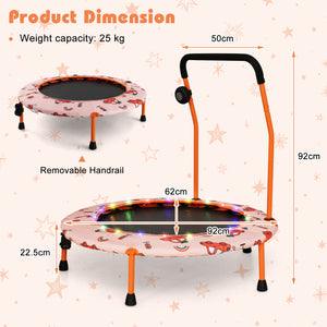 36 Inch Mini Trampoline with Colorful LED Lights and Bluetooth Speaker