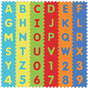 36-Piece Interlocking Baby Puzzle Floor Tiles with Educational Alphabet