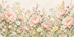 Watercolor Peony Garden Wall Mural, image 2