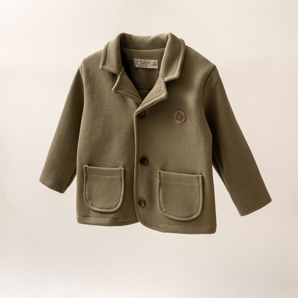Olive Knitted Button-Up Jacket