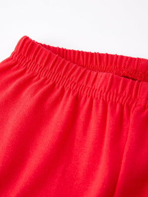 Christmas red boys' Santa Claus embroidered pajamas, angle view, perfect for festive holiday sleepwear.