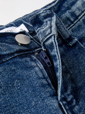 4th of july Stylish Star Shaped Distressed Button Jeans