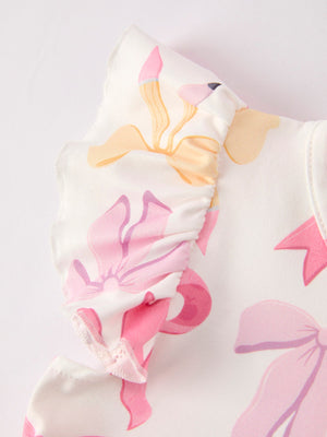 BACK TO SCHOOL Girl's Summer Bow Short Sleeve Shorts Set