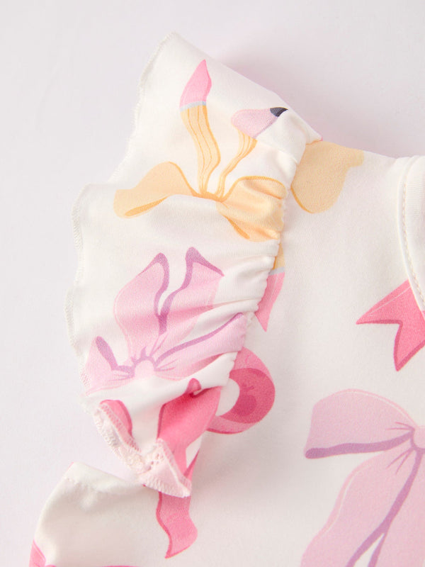 BACK TO SCHOOL Girl's Summer Bow Short Sleeve Shorts Set