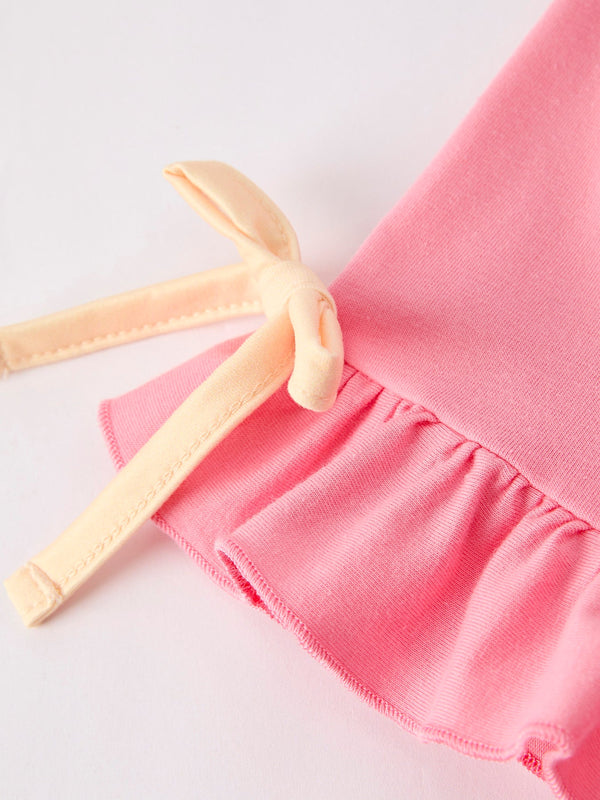 BACK TO SCHOOL Girl's Summer Bow Short Sleeve Shorts Set