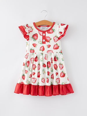 Strawberry Ruffle Girls Dress