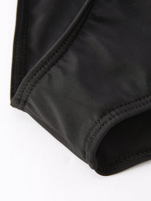 Leopard print girls' swimsuit, angle 5, perfect for stylish summer fun at the pool or beach.