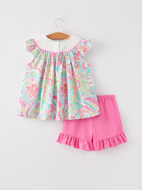 Easter Cross Smocking Embroidery Baby Girl Set, stylish outfit for spring celebrations, shown from angle 6.