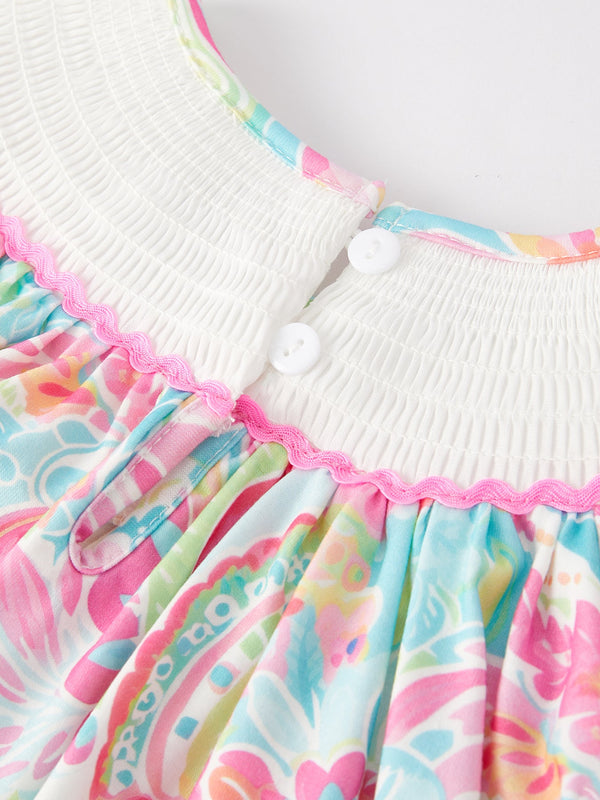 Easter Cross Smocking Embroidery Baby Girl Set in Angle 9, perfect for spring celebrations and special occasions.