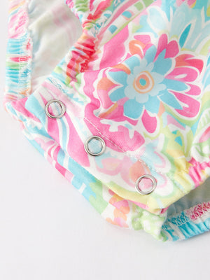 Easter Cross Smocking Embroidery Baby Girl Romper in Angle 8 view, perfect for spring celebrations.