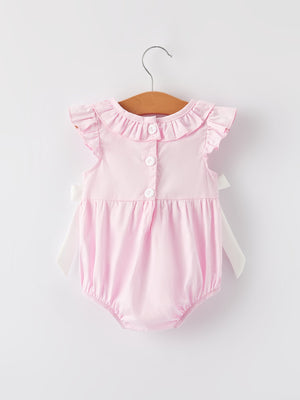 Pink Smocked Church Christ Bishop Christening Romper