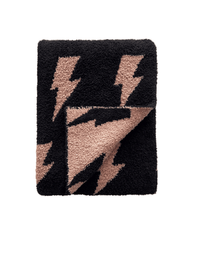 Lightning Bolt Fuzzy Blanket | Mocha - MOOGCO Baby