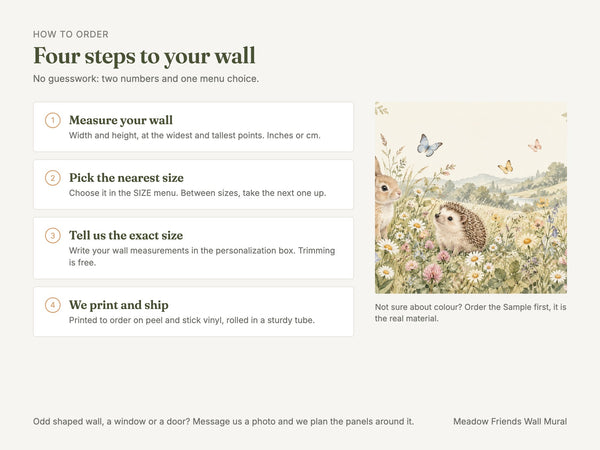Watercolor Meadow Friends Wall Mural, image 3