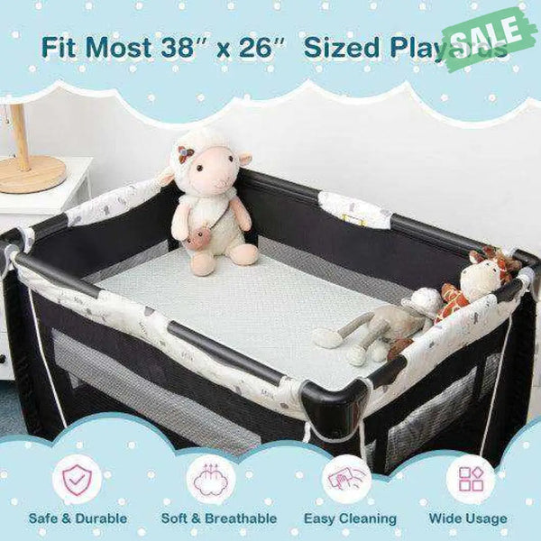 38 x 26 Inch Dual Sided Pack and Play Baby Mattress Pad with Removable Washable Cover-White Toddler Beds