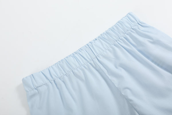 Light Blue USA Flag Smocked T-Shirt and Shorts Set