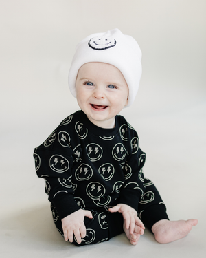 Smiley Beanie | White - MOOGCO Baby