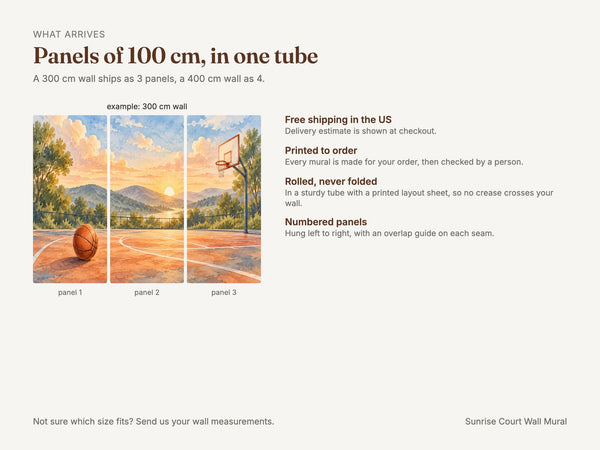 Watercolor Sunrise Court Basketball Wall Mural, image 8