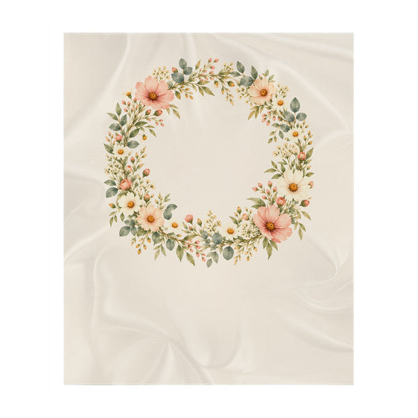 Personalize the Floral Monogram toddler sherpa blanket in cream with your baby's name