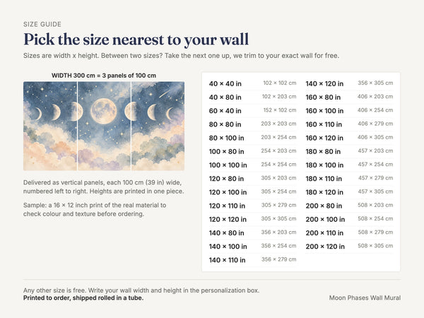 Watercolor Moon Phases Wall Mural, image 5