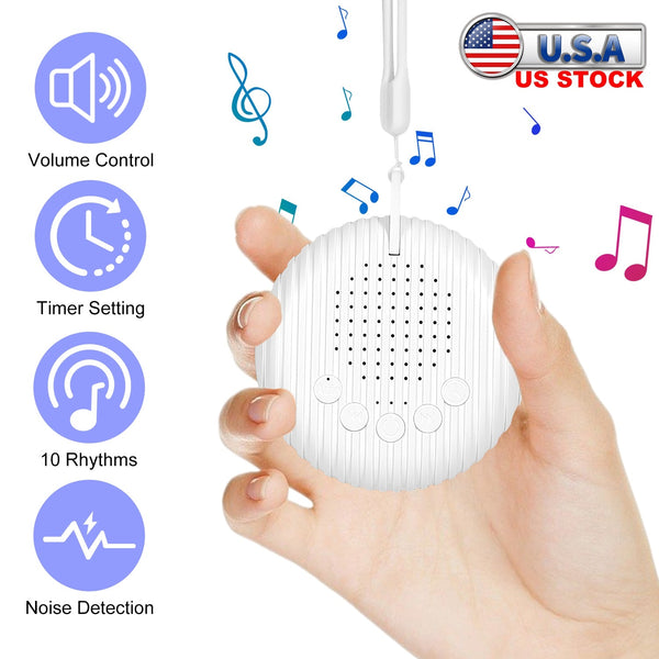 Portable White Noise Sound Machine For Baby Adult With 10 Soothing Sounds Volume Control Timer Settings Noise Detection Compact Size for Sleep Aid Off