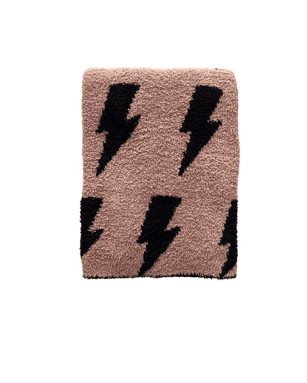 Lightning Bolt Fuzzy Blanket | Mocha - MOOGCO Baby