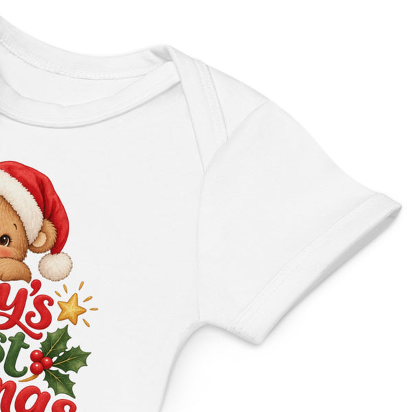 Close up of the organic cotton baby bodysuit fabric