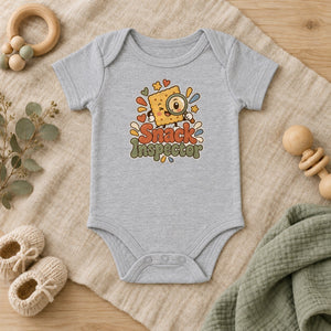 Snack Inspector baby bodysuit in heather grey