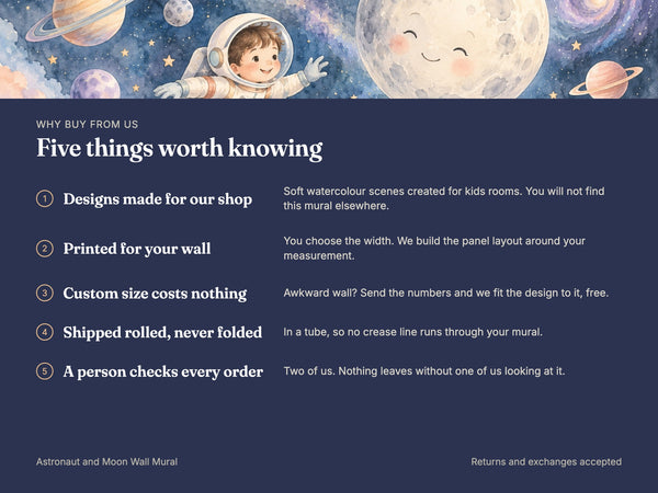 Watercolor Astronaut and Moon Wall Mural, image 10
