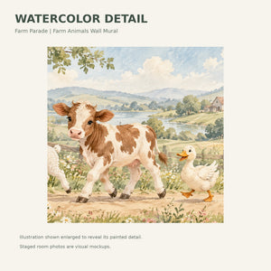 Watercolor Farm Parade Wall Mural, image 4