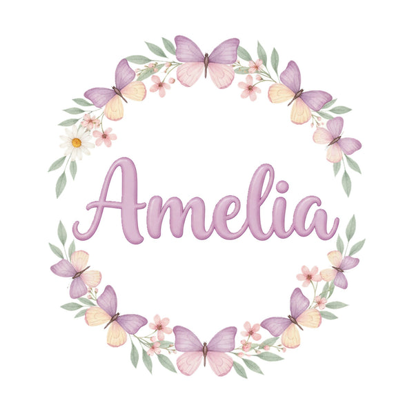 Personalised Butterfly Wreath Name Wall Decal, image 2