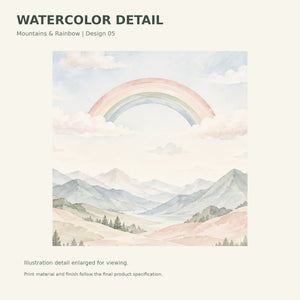 Watercolor Blush Mountain Rainbow Wall Mural, image 3